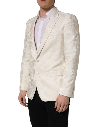 Dolce & Gabbana Men's Single Breasted Nylon Polyester & Acetate Blazer - Black White Floral