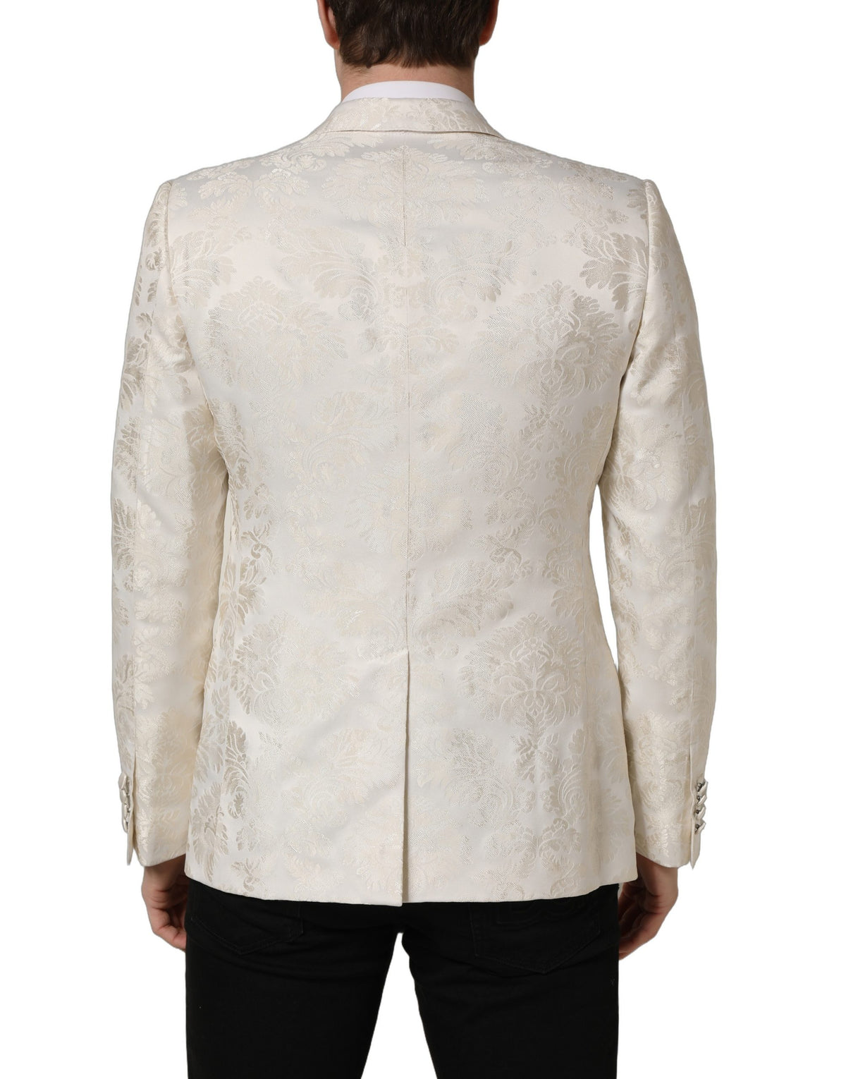 Dolce & Gabbana Men's Single Breasted Nylon Polyester & Acetate Blazer - Black White Floral