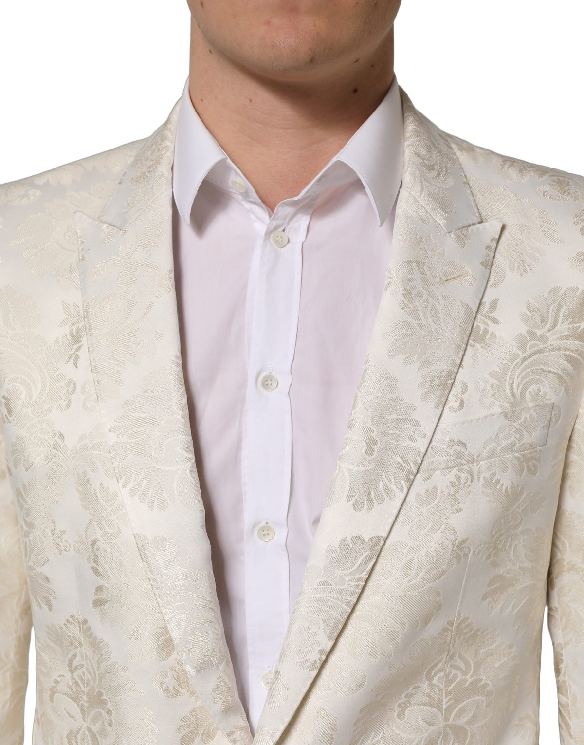 Dolce & Gabbana Men's Single Breasted Nylon Polyester & Acetate Blazer - Black White Floral