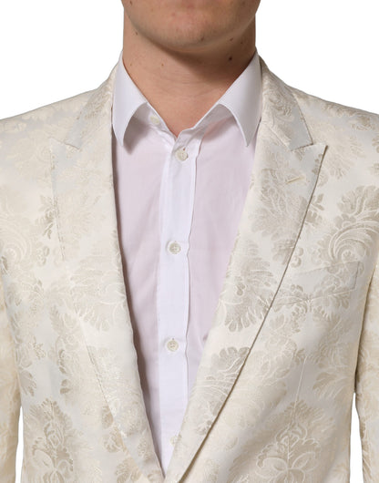Dolce & Gabbana Men's Single Breasted Nylon Polyester & Acetate Blazer - Black White Floral