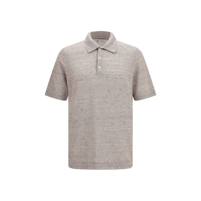 Brunello Cucinelli Beige Linen Polo Shirt