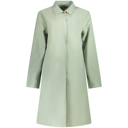 Trench Coat by North Sails for women in cotton green features an dramatic silhouette, perfectly showcasing the elegant and sophisticated pockets for a truly dramatic aesthetic.