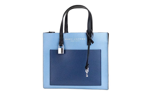 Marc Jacobs Faux Leather & Canvas Mini Crossbody Tote Handbag - Blue Silver
