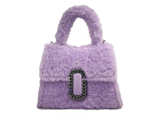 Mini Crossbody Travel Satchel Handbag by Marc Jacobs for women in faux leather lilac & silver showcases a versatile sophistication silhouette, featuring a secure magnetic, versatile sophistication cardholder, and versatile crossbody-strap, handle, adjustable-strap & detachable-strap for a versatile sophistication finish.