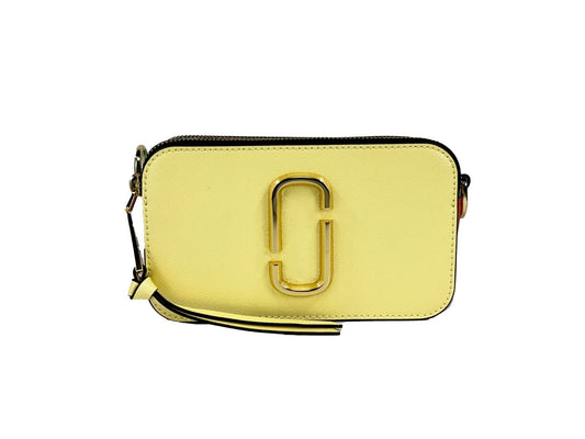 Small 2-in-1 Shoulder & Crossbody Handbag by Marc Jacobs for women in canvas gold & yellow features a versatile chic silhouette, meticulously detailed with a secure zipper, ample , and versatile crossbody-strap, shoulder-strap, adjustable-strap & detachable-strap.