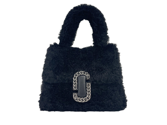 Mini Crossbody Satchel Handbag by Marc Jacobs for women in fur black & silver features an versatile silhouette, showcasing a secure magnetic and versatile cardholder with versatile crossbody-strap, handle, adjustable-strap & detachable-strap for a versatile finish.