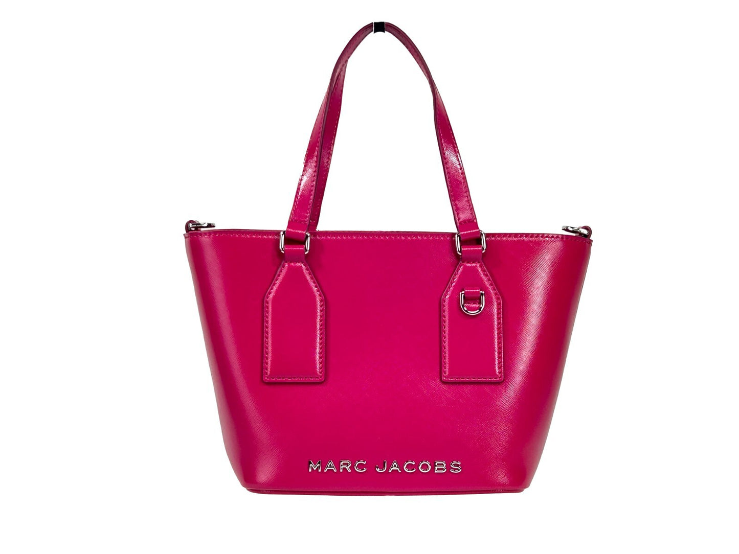Small Crossbody Handbag by Marc Jacobs for women in saffiano leather pink, silver & patterned features a versatile chic silhouette, meticulously detailed with a secure zipper, ample , and versatile crossbody-strap, adjustable-strap, detachable-strap & handle.