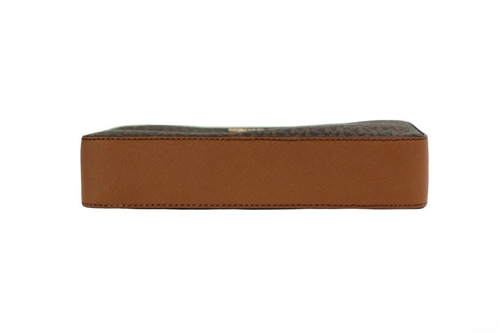 Large 2-in-1 Shoulder & Crossbody East West Messenger Bag by Michael Kors for men in leather & velvet beige, brown & gold features an versatile Jet Set Leather & Velvet Large 2-in-1 Shoulder Crossbody East West Messenger Bag design with a versatile zipper, ample , and versatile crossbody-strap, shoulder-strap & adjustable-strap for a sophisticated finish.