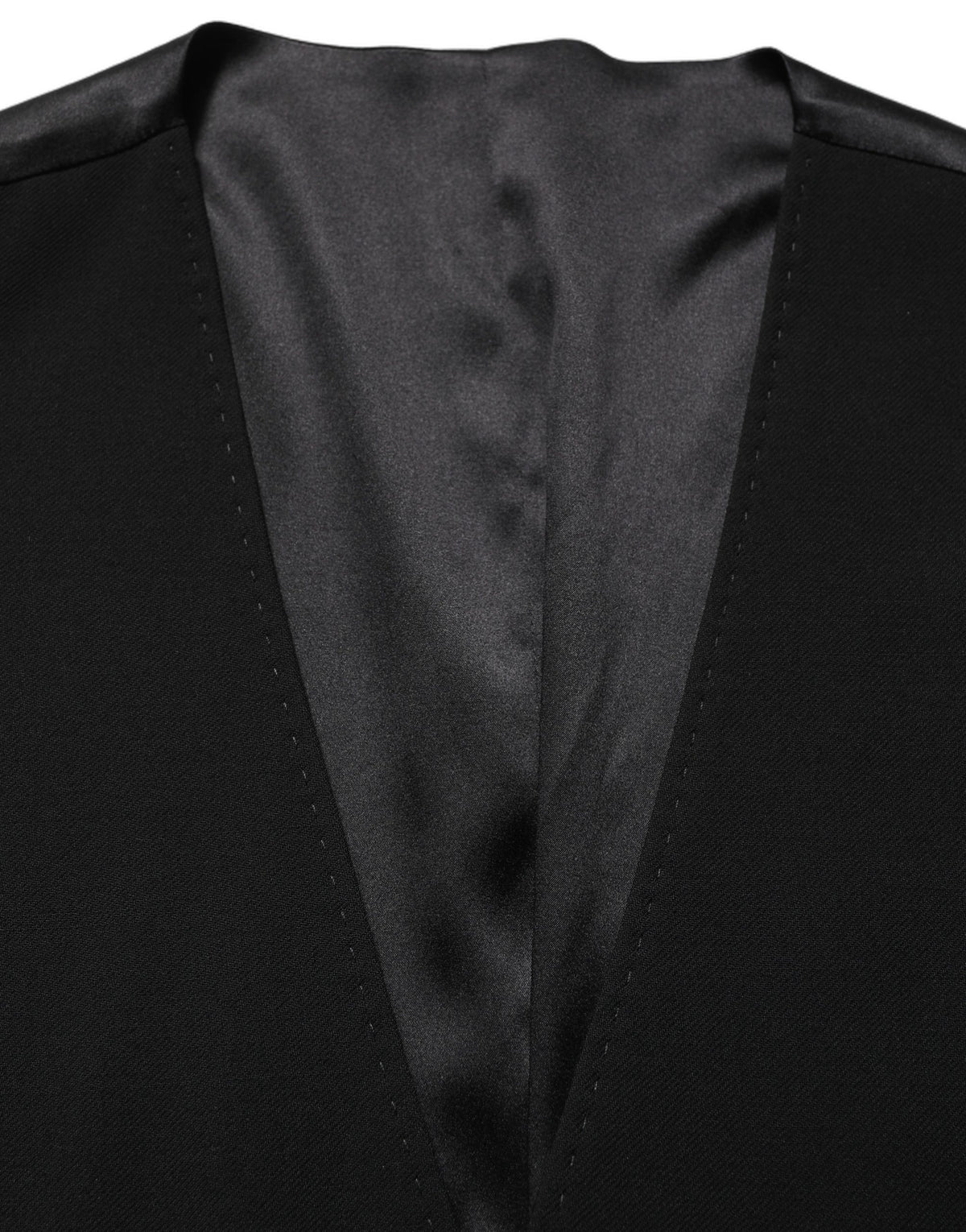 Dolce & Gabbana Men's Single Breasted Virgin Wool & Silk Vest - Black