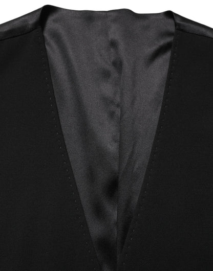 Dolce & Gabbana Men's Single Breasted Virgin Wool & Silk Vest - Black