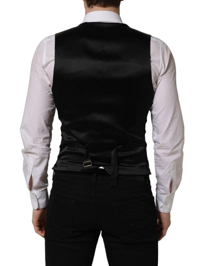 Dolce & Gabbana Men's Single Breasted Virgin Wool & Silk Vest - Black
