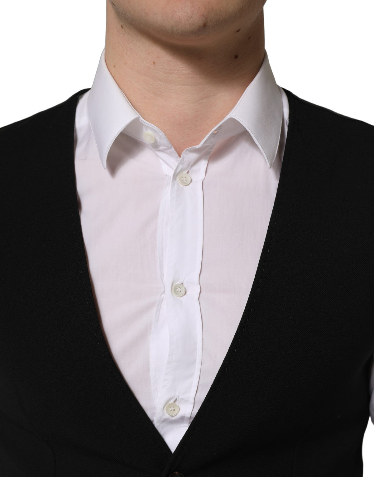 Dolce & Gabbana Men's Single Breasted Virgin Wool & Silk Vest - Black