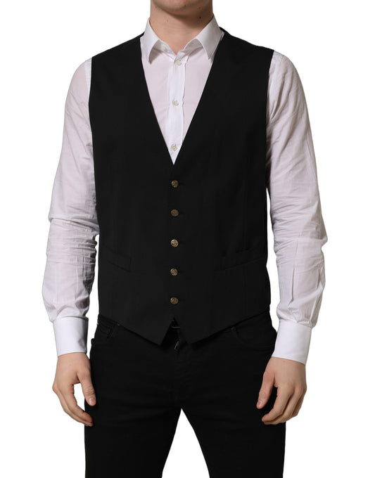 Dolce & Gabbana Men's Single Breasted Wool Vest - Black