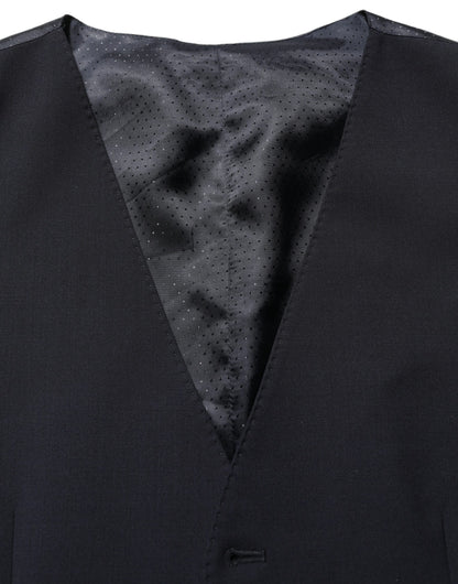 Dolce & Gabbana Men's Single Breasted Polyester & Wool Vest - Black