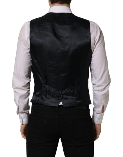 Dolce & Gabbana Men's Single Breasted Polyester & Wool Vest - Black