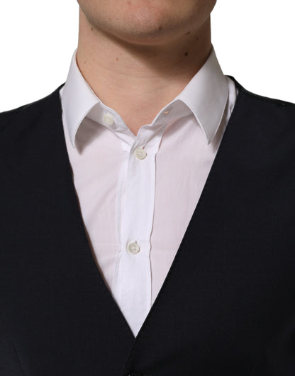 Dolce & Gabbana Men's Single Breasted Polyester & Wool Vest - Black