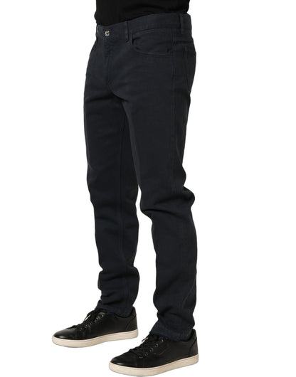 Dolce & Gabbana Men's Skinny Mid Rise Denim Cotton Jeans - Black