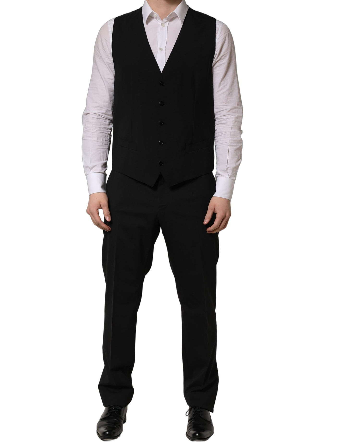 Dolce & Gabbana Black Wool Slim Fit Formal 3 Piece Men Suit