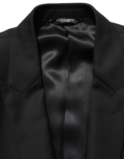 Dolce & Gabbana Black Wool Slim Fit Formal 2 Piece Men Suit