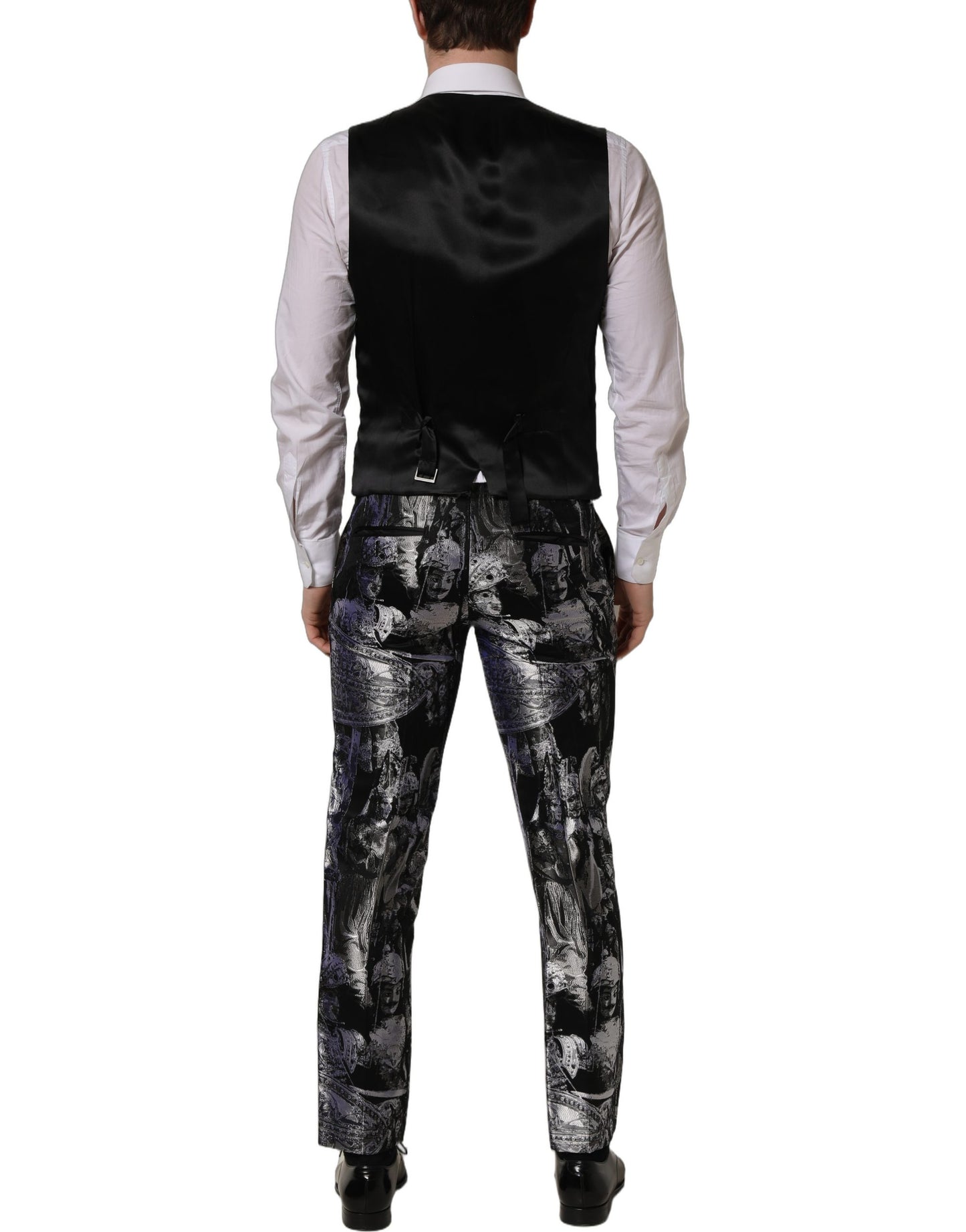 Dolce & Gabbana Black Jacquard Slim Fit Formal 3 Piece Suit