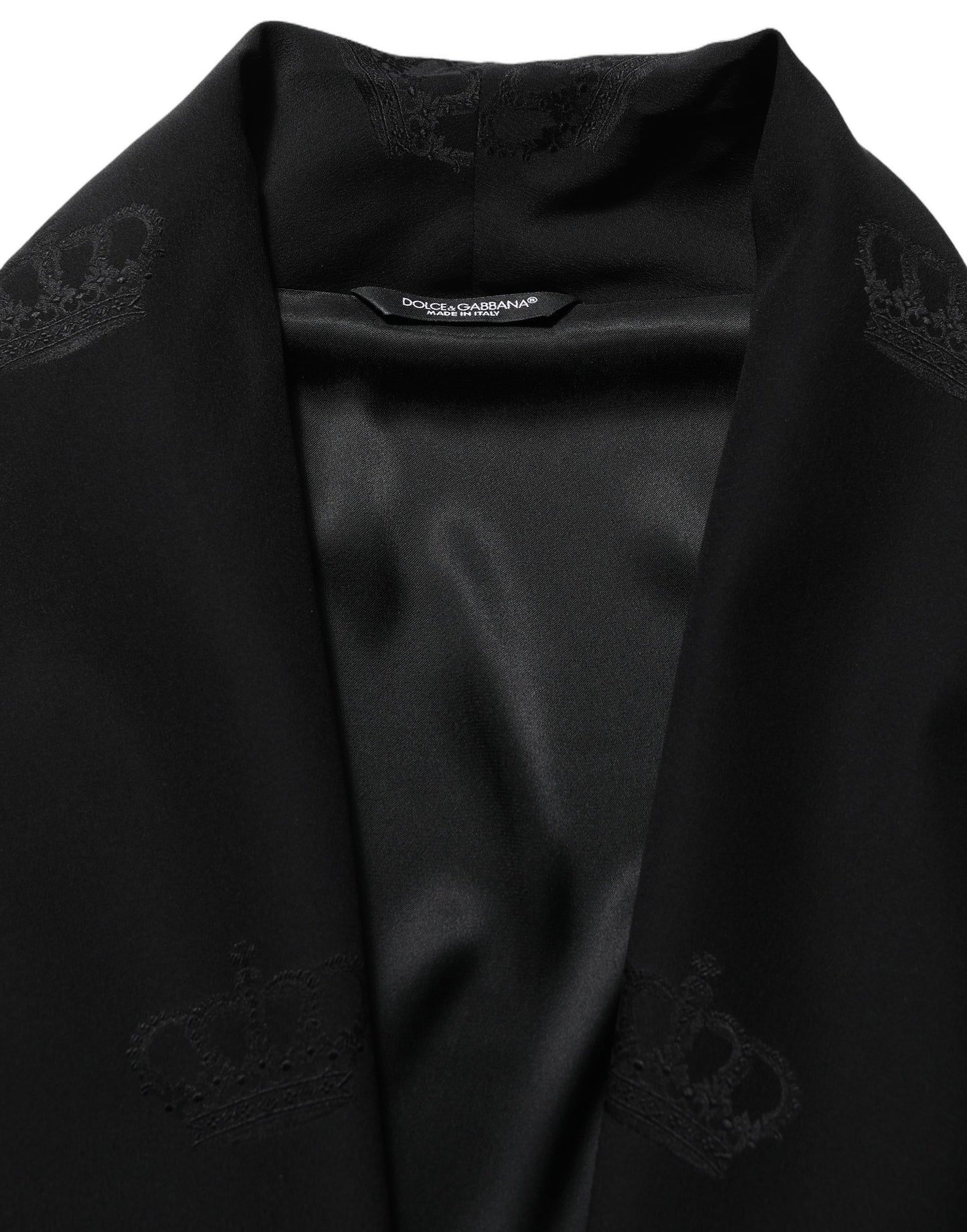 Dolce & Gabbana Black 100% Silk Robe Men Wrap Coat Jacket