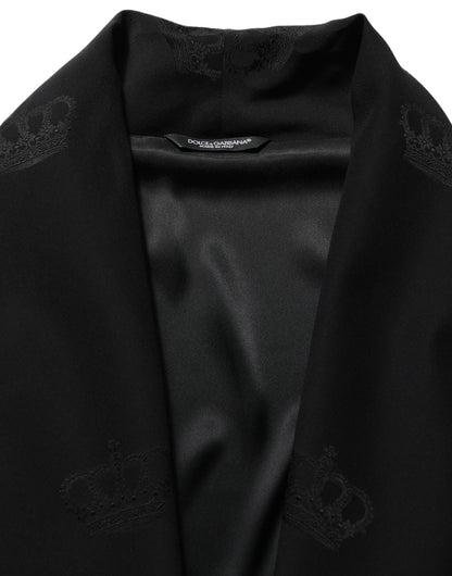 Dolce & Gabbana Black 100% Silk Robe Men Wrap Coat Jacket