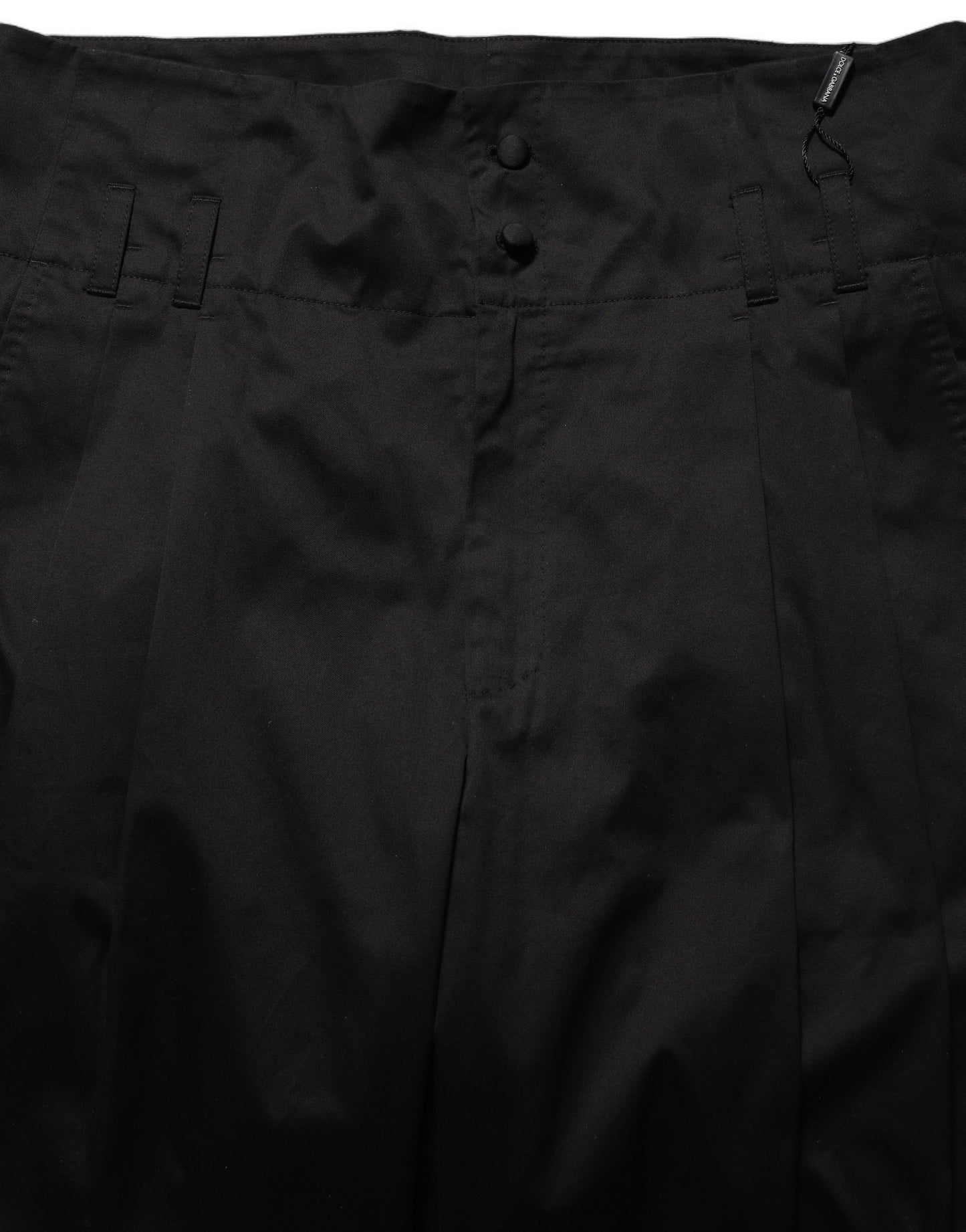 Dolce & Gabbana Black Cotton Straight Leg DressTrouser Pants