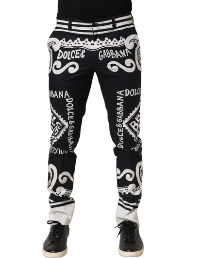 Dolce & Gabbana Black Cotton Poplin MarinaPrint Trouser Pants