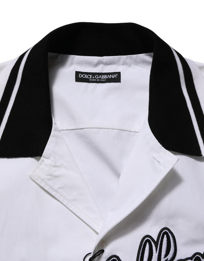 Dolce & Gabbana Men's Regular Fit Short-Sleeve Cotton T-Shirt - Black White Patterned
