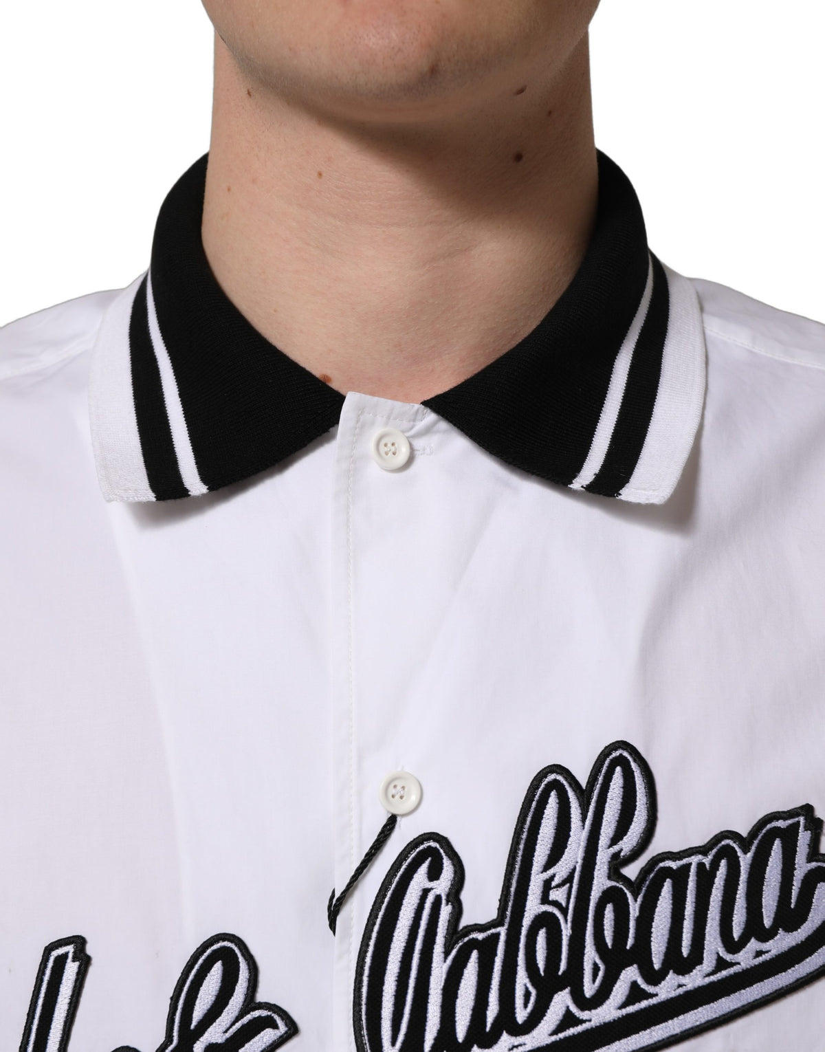 Dolce & Gabbana Men's Regular Fit Short-Sleeve Cotton T-Shirt - Black White Patterned