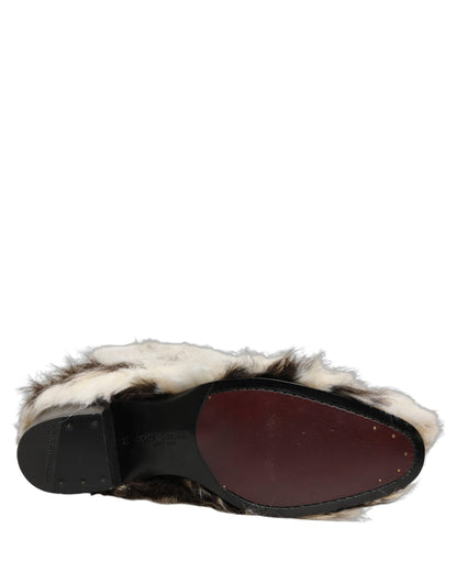 Dolce & Gabbana Men's Patent Leather & Faux Fur High-Heel High Knee-High Boots - Black Multicolor