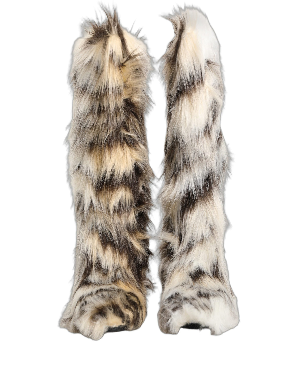 Dolce & Gabbana Men's Patent Leather & Faux Fur High-Heel High Knee-High Boots - Black Multicolor