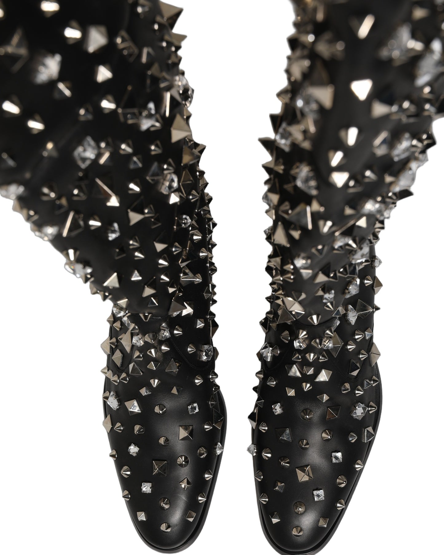 Dolce & Gabbana Black Crystal Embellished High Boots Shoes