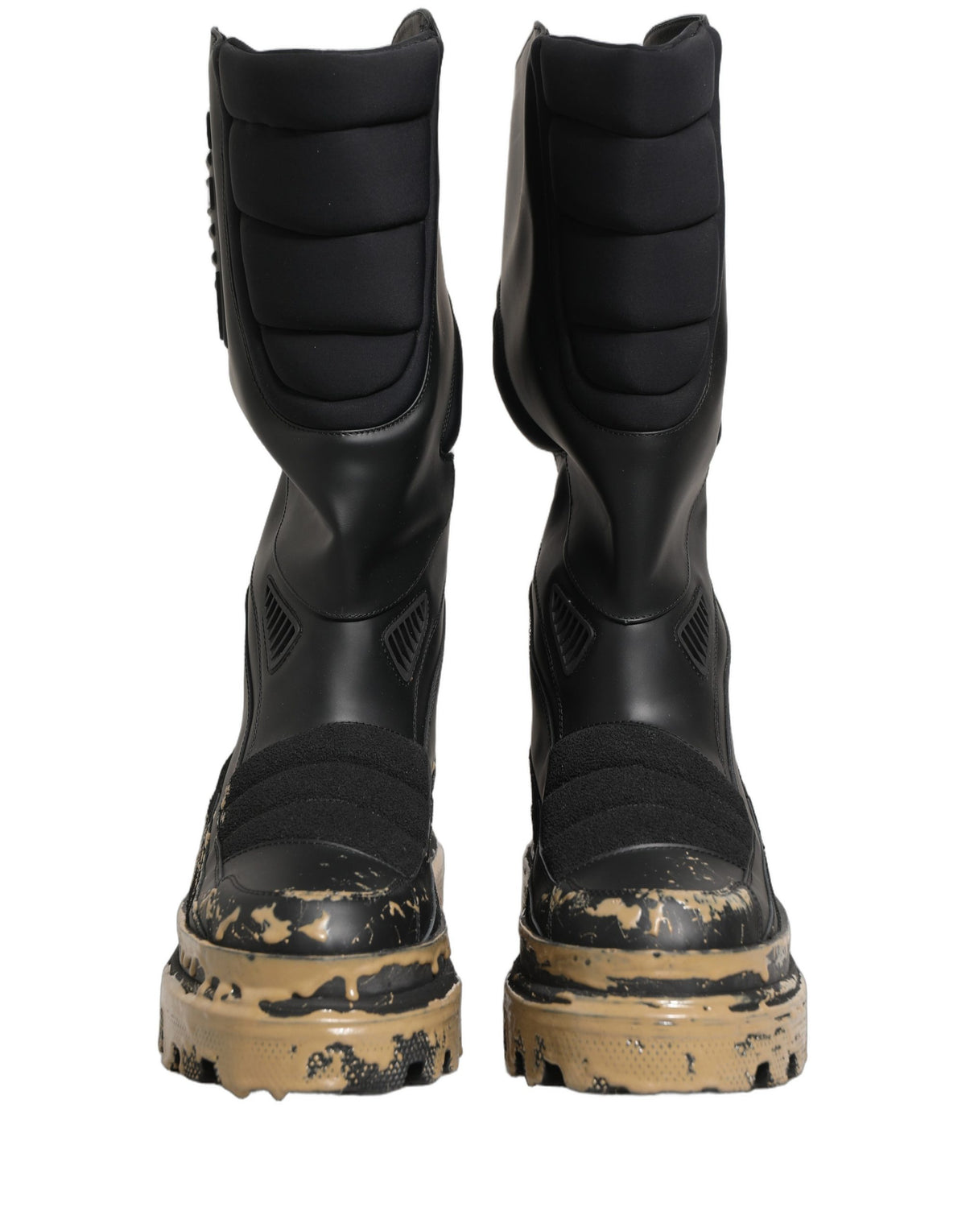 Dolce & Gabbana Men's Calf Leather Platform Ankle Biker Mid-Calf Boots - Black