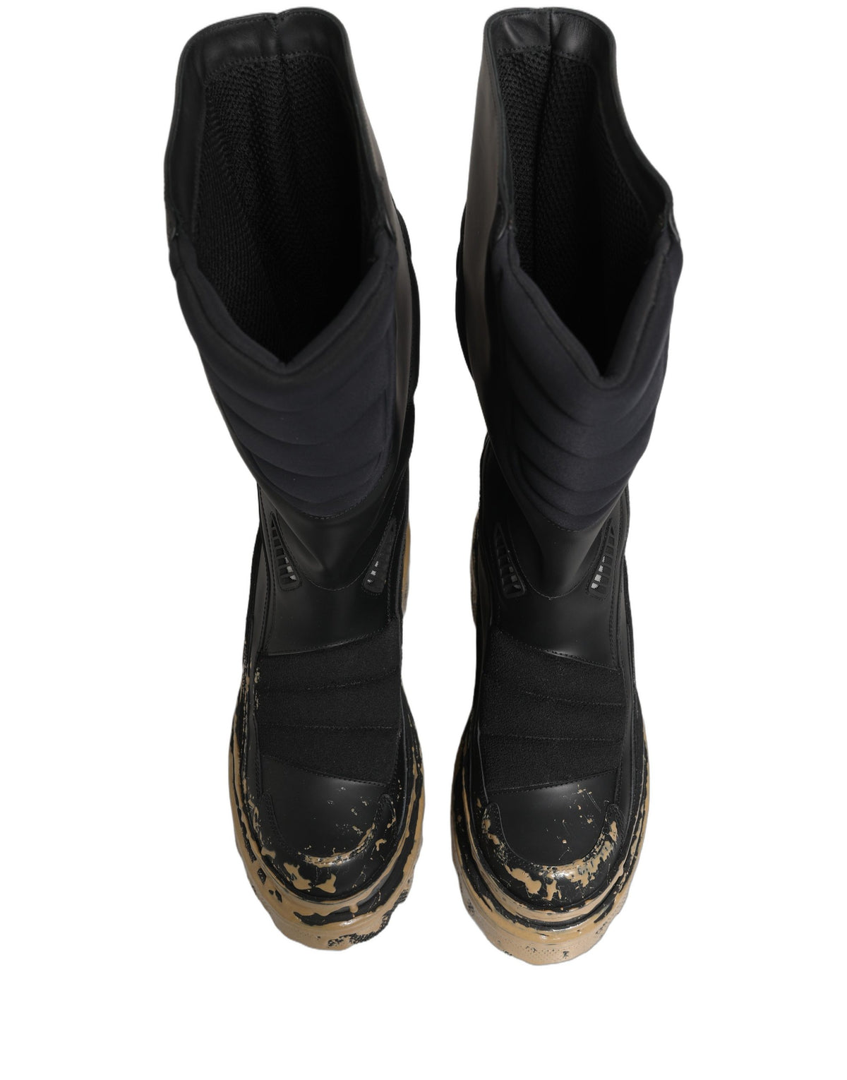 Dolce & Gabbana Men's Calf Leather Platform Ankle Biker Mid-Calf Boots - Black