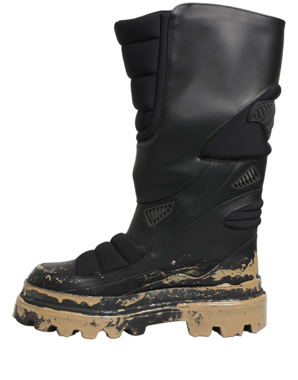 Dolce & Gabbana Men's Calf Leather Platform Ankle Biker Mid-Calf Boots - Black
