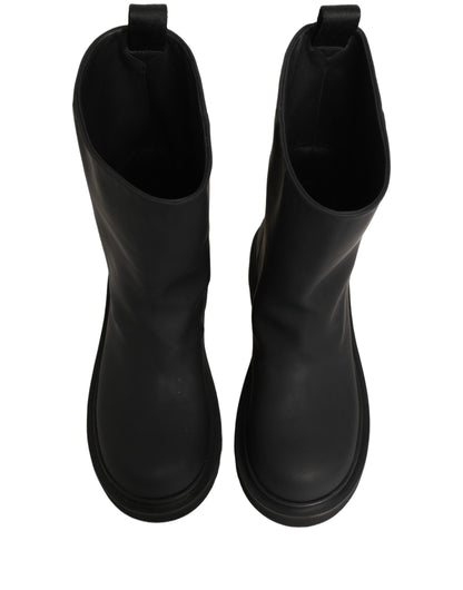 Dolce & Gabbana Men's Calf Leather Ankle High Mid-Calf Boots - Black