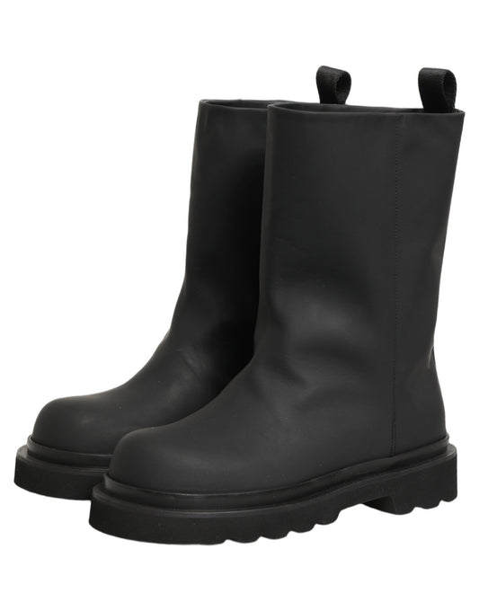 Dolce & Gabbana Men's Calf Leather Ankle High Mid-Calf Boots - Black