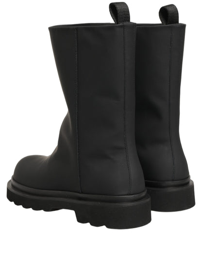 Dolce & Gabbana Men's Calf Leather Ankle High Mid-Calf Boots - Black