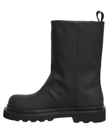 Dolce & Gabbana Men's Calf Leather Ankle High Mid-Calf Boots - Black