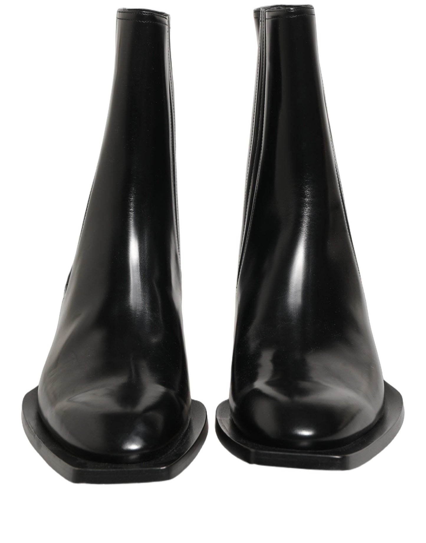 Dolce & Gabbana Black Leather Chelsea Mid Calf Boots Shoes