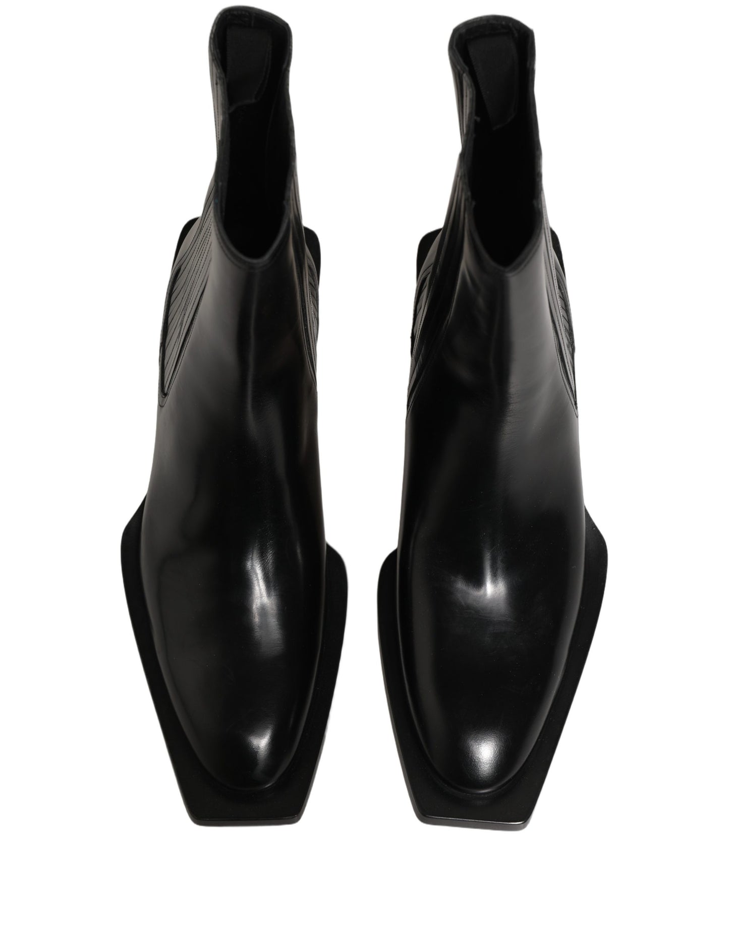 Dolce & Gabbana Black Leather Chelsea Mid Calf Boots Shoes