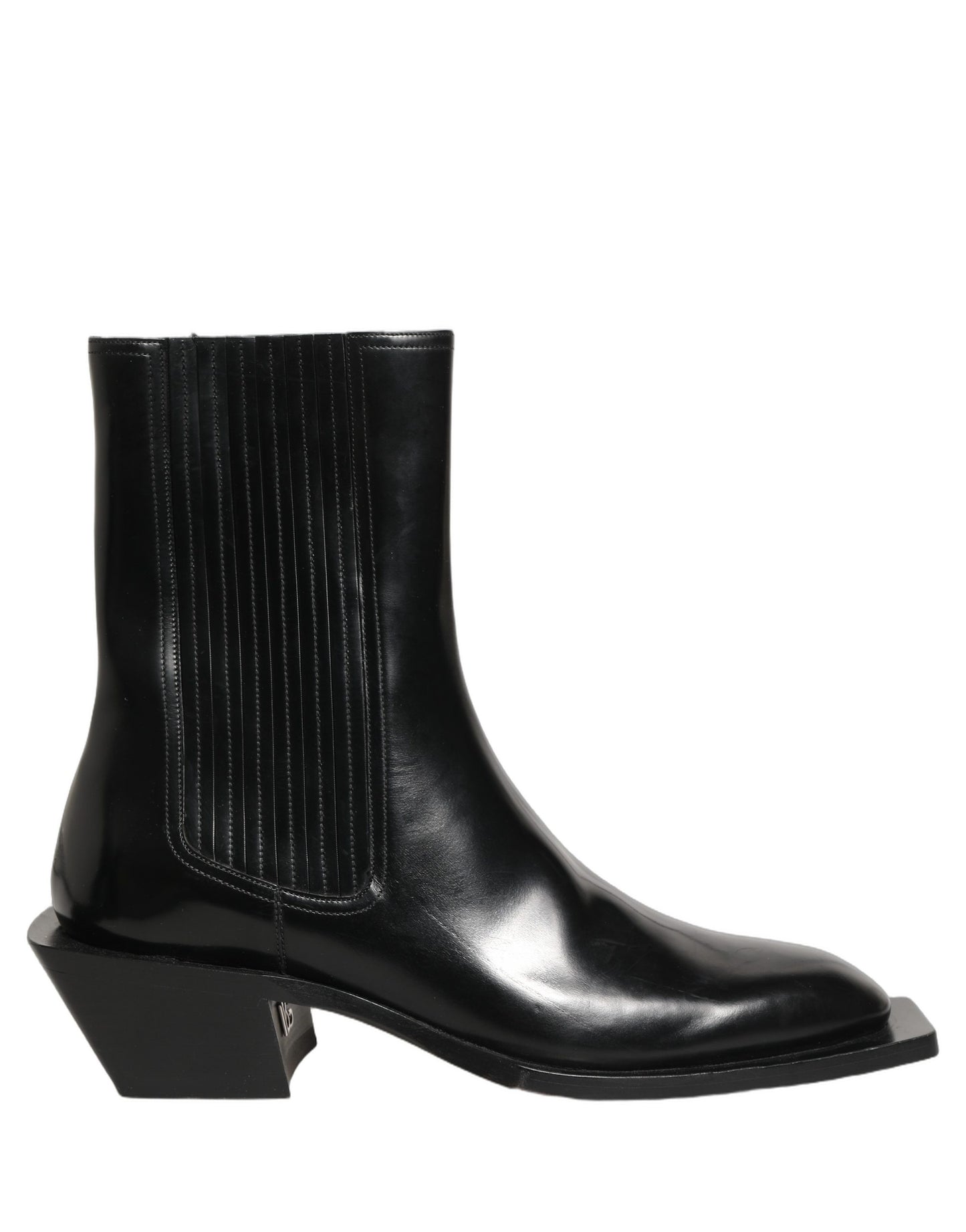 Dolce & Gabbana Black Leather Chelsea Mid Calf Boots Shoes