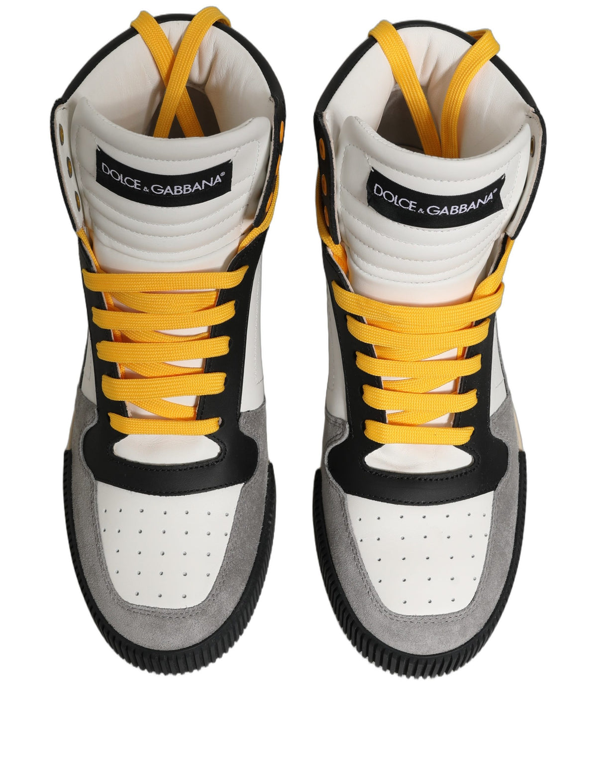 Dolce & Gabbana Men's High Top Calf & Goat Leather Sneakers - Multicolor Yellow