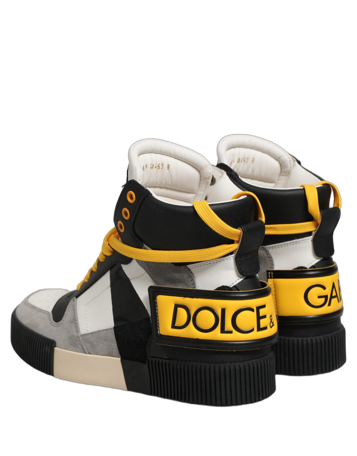 Dolce & Gabbana Men's High Top Calf & Goat Leather Sneakers - Multicolor Yellow