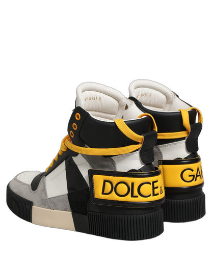 Dolce & Gabbana Men's High Top Calf & Goat Leather Sneakers - Multicolor Yellow