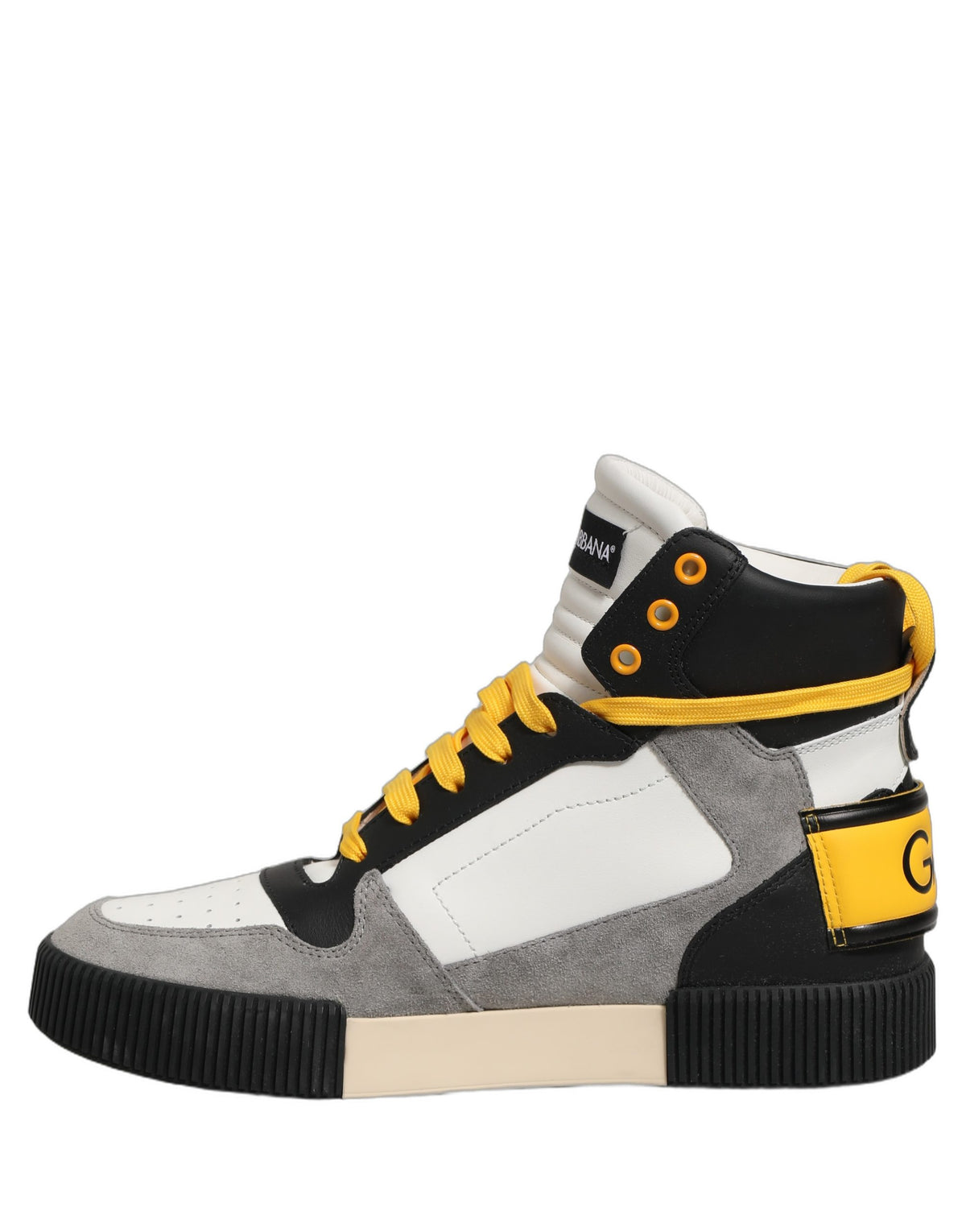 Dolce & Gabbana Men's High Top Calf & Goat Leather Sneakers - Multicolor Yellow