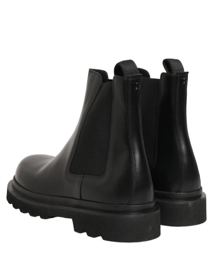 Dolce & Gabbana Men's Calf Leather Ankle Chelsea Boots - Black