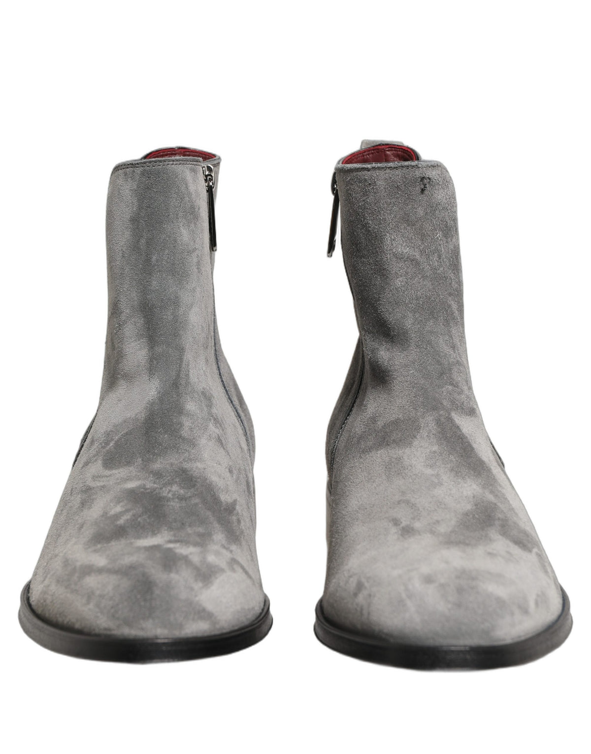 Dolce & Gabbana Men's Polyester Silk Goat & Calf Leather Chelsea Boots - Gray