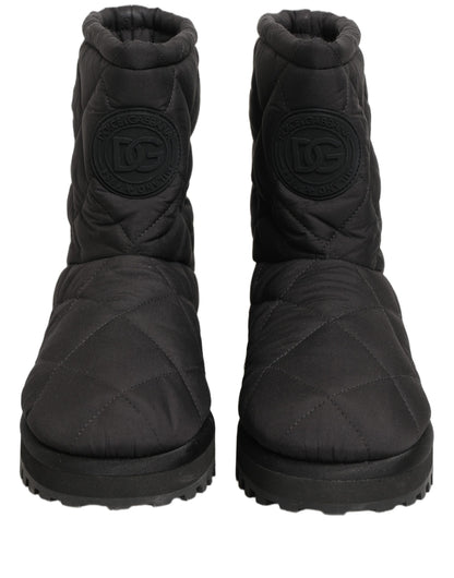Dolce & Gabbana Men's Polyester Nylon Goat & Calf Leather Ankle Mid-Calf Boots - Black